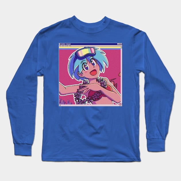 Vaporwave summer anime girl Long Sleeve T-Shirt by KinseiNoHime